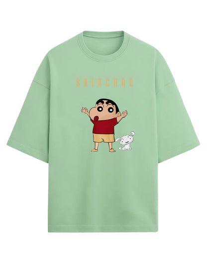 Shinchan “Playful Chaos” Oversized T-Shirt | Cute Anime Graphic Tee | Premium 260 GSM Cotton