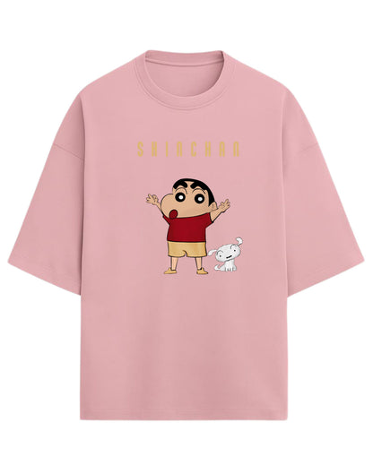 Shinchan “Playful Chaos” Oversized T-Shirt | Cute Anime Graphic Tee | Premium 260 GSM Cotton