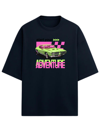Retro Muscle Car Oversized T-Shirt | Vintage Auto Graphic Tee | Premium 260 GSM Cotton