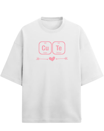 Cu–Te “Chemistry of Cute” Oversized T-Shirt | Periodic Table Graphic Tee | Premium 260 GSM Cotton