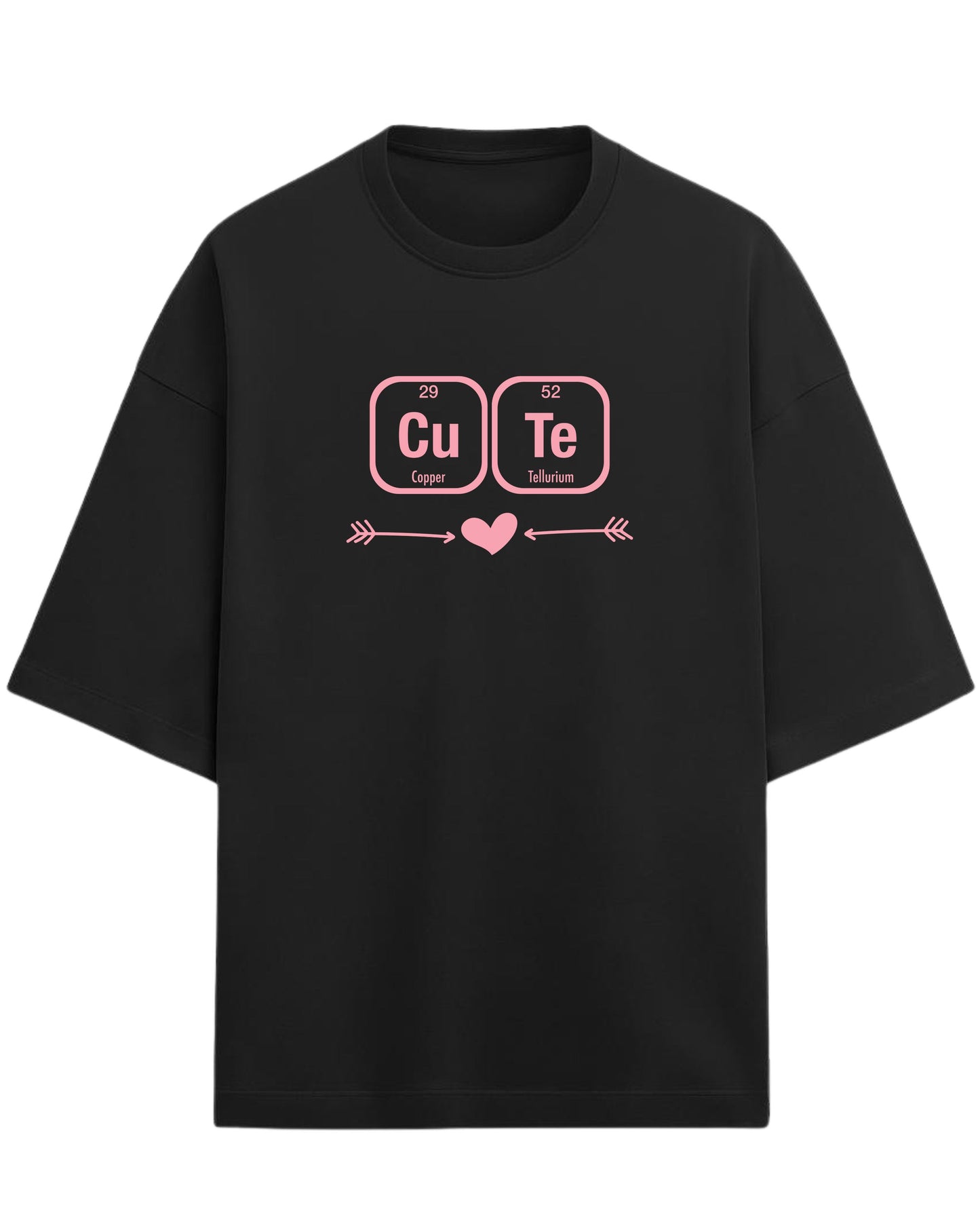 Cu–Te “Chemistry of Cute” Oversized T-Shirt | Periodic Table Graphic Tee | Premium 260 GSM Cotton