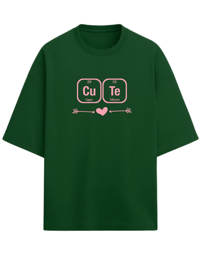 Cu–Te “Chemistry of Cute” Oversized T-Shirt | Periodic Table Graphic Tee | Premium 260 GSM Cotton
