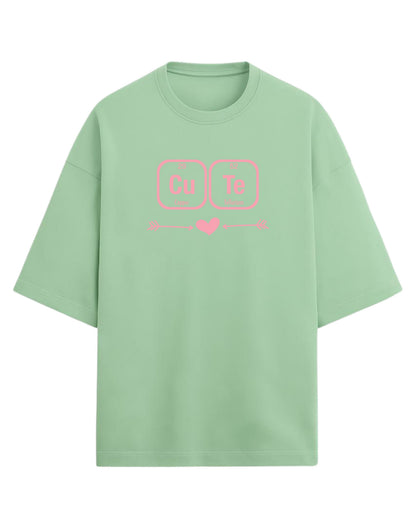 Cu–Te “Chemistry of Cute” Oversized T-Shirt | Periodic Table Graphic Tee | Premium 260 GSM Cotton