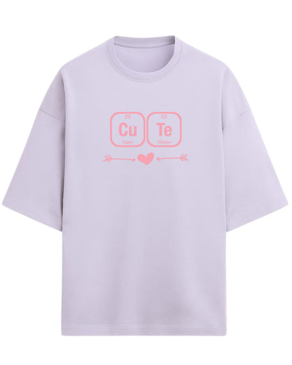 Cu–Te “Chemistry of Cute” Oversized T-Shirt | Periodic Table Graphic Tee | Premium 260 GSM Cotton