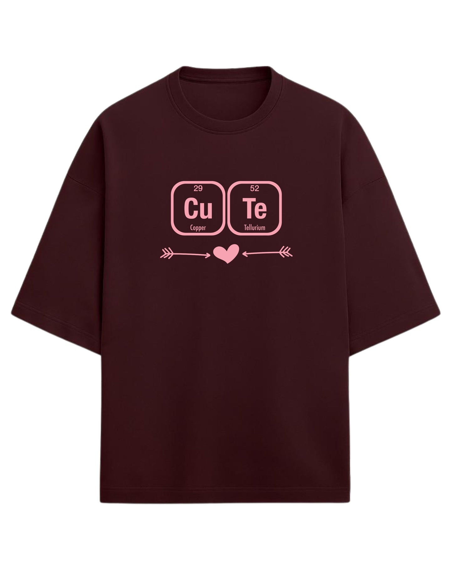 Cu–Te “Chemistry of Cute” Oversized T-Shirt | Periodic Table Graphic Tee | Premium 260 GSM Cotton