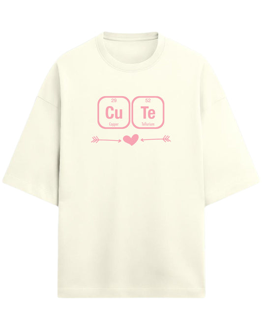 Cu–Te “Chemistry of Cute” Oversized T-Shirt | Periodic Table Graphic Tee | Premium 260 GSM Cotton