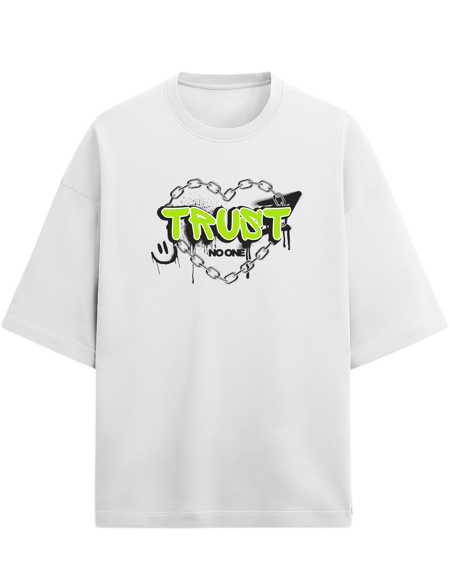 Trust No One Oversized T-Shirt | Neon Streetwear Graphic Tee | Premium 260 GSM Cotton