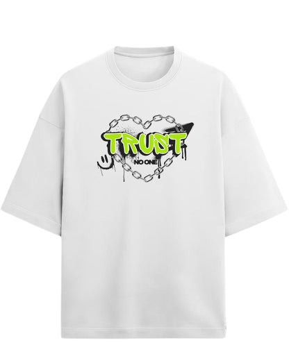 Trust No One Oversized T-Shirt | Neon Streetwear Graphic Tee | Premium 260 GSM Cotton
