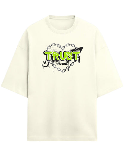 Trust No One Oversized T-Shirt | Neon Streetwear Graphic Tee | Premium 260 GSM Cotton