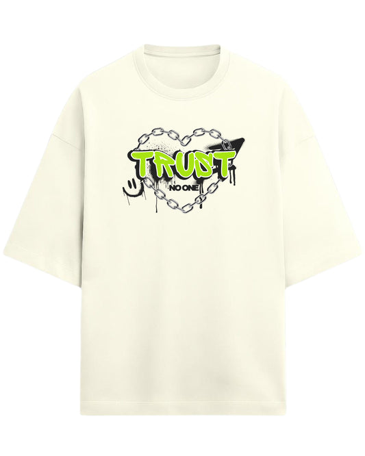Trust No One Oversized T-Shirt | Neon Streetwear Graphic Tee | Premium 260 GSM Cotton