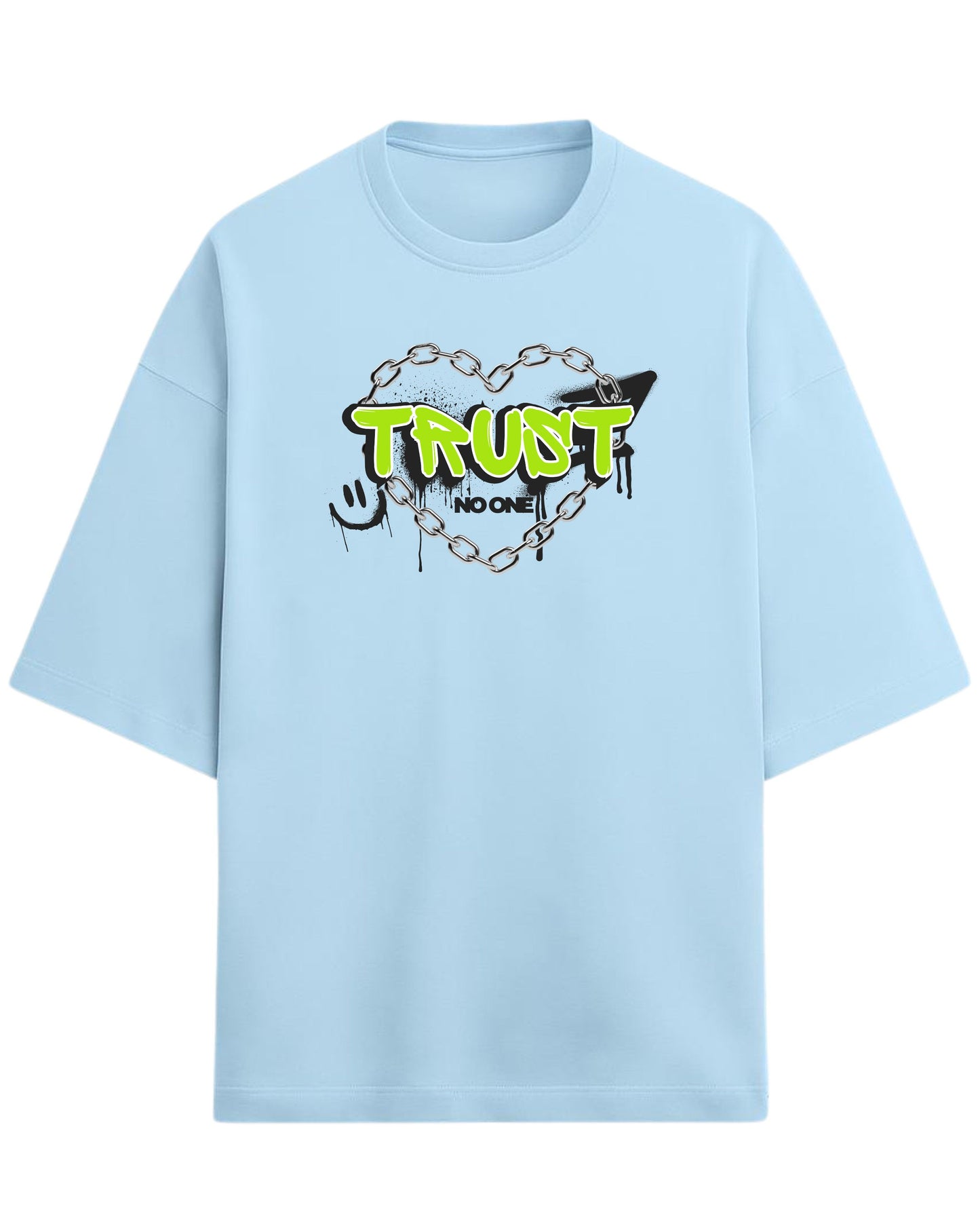 Trust No One Oversized T-Shirt | Neon Streetwear Graphic Tee | Premium 260 GSM Cotton