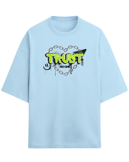 Trust No One Oversized T-Shirt | Neon Streetwear Graphic Tee | Premium 260 GSM Cotton