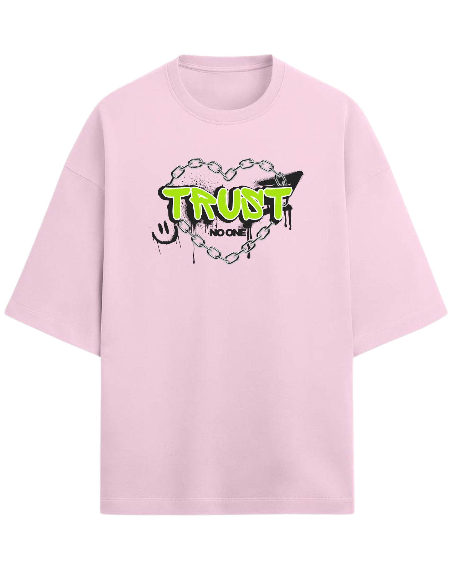 Trust No One Oversized T-Shirt | Neon Streetwear Graphic Tee | Premium 260 GSM Cotton