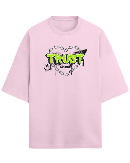 Trust No One Oversized T-Shirt | Neon Streetwear Graphic Tee | Premium 260 GSM Cotton
