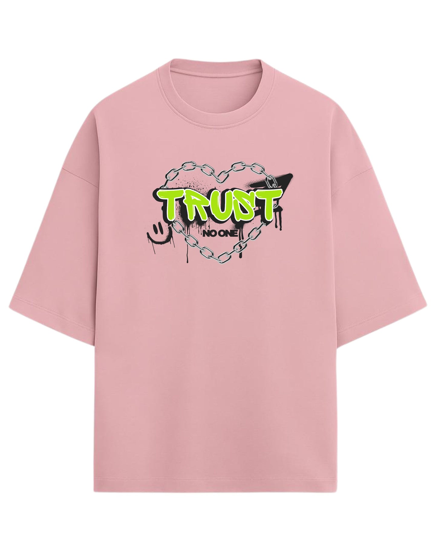 Trust No One Oversized T-Shirt | Neon Streetwear Graphic Tee | Premium 260 GSM Cotton