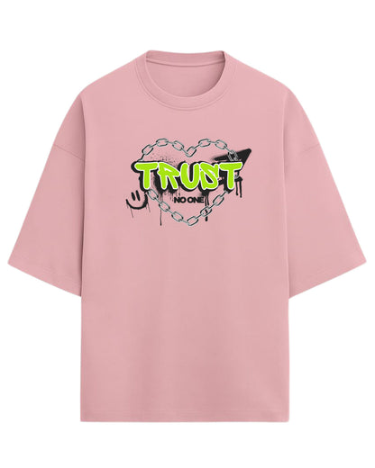 Trust No One Oversized T-Shirt | Neon Streetwear Graphic Tee | Premium 260 GSM Cotton