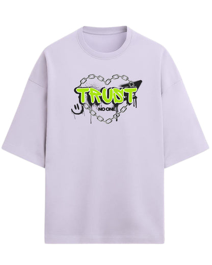 Trust No One Oversized T-Shirt | Neon Streetwear Graphic Tee | Premium 260 GSM Cotton