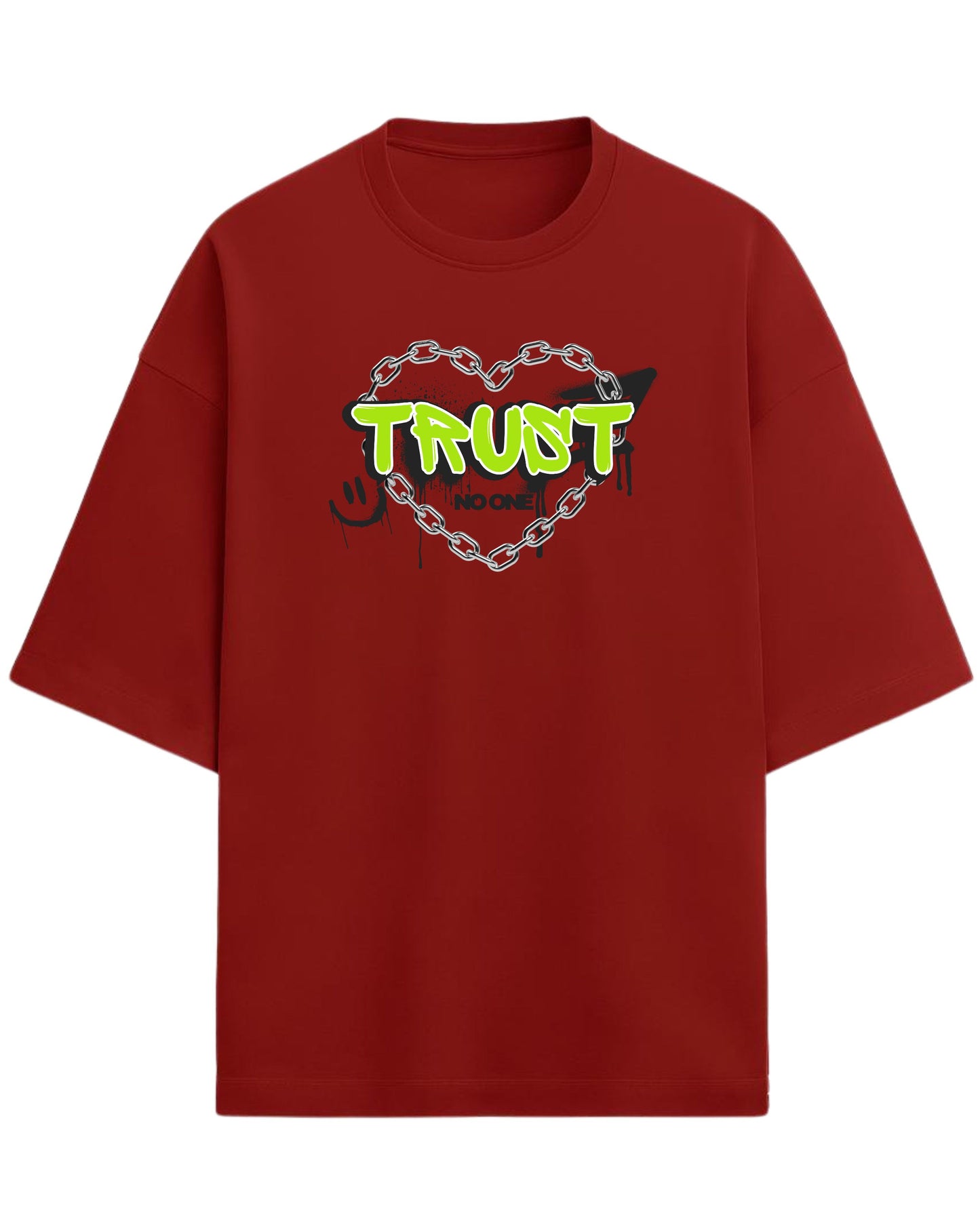 Trust No One Oversized T-Shirt | Neon Streetwear Graphic Tee | Premium 260 GSM Cotton