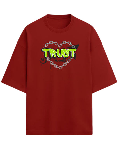 Trust No One Oversized T-Shirt | Neon Streetwear Graphic Tee | Premium 260 GSM Cotton