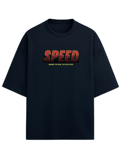 Speed “Embrace the Rush” Oversized T-Shirt | Retro Racing Graphic Tee | Premium 260 GSM Cotton