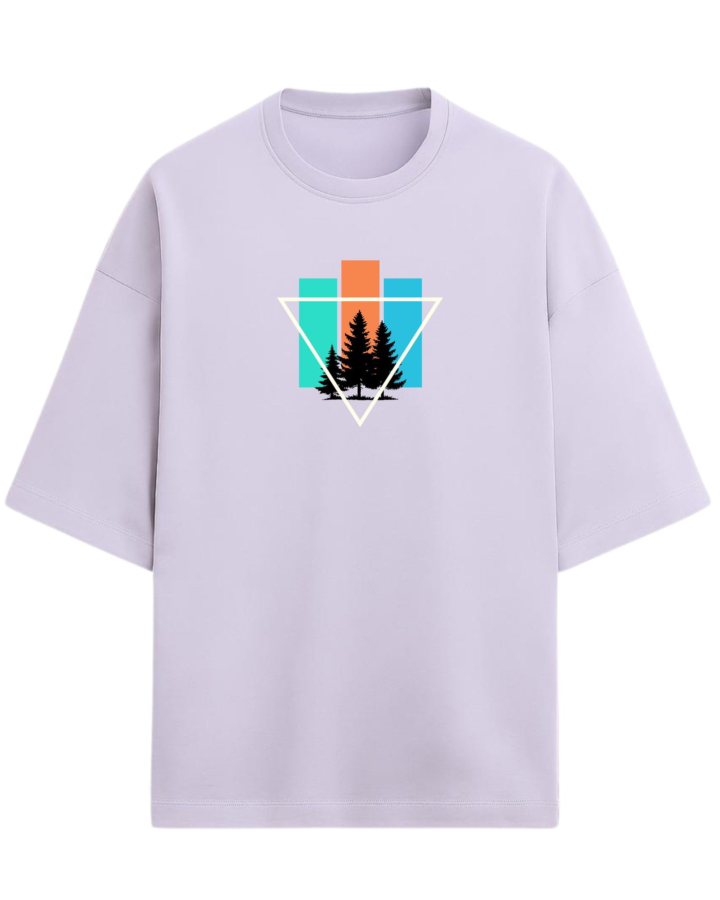Geometric Forest Escape Oversized T-Shirt | Minimal Nature Graphic Tee | Premium 260 GSM Cotton