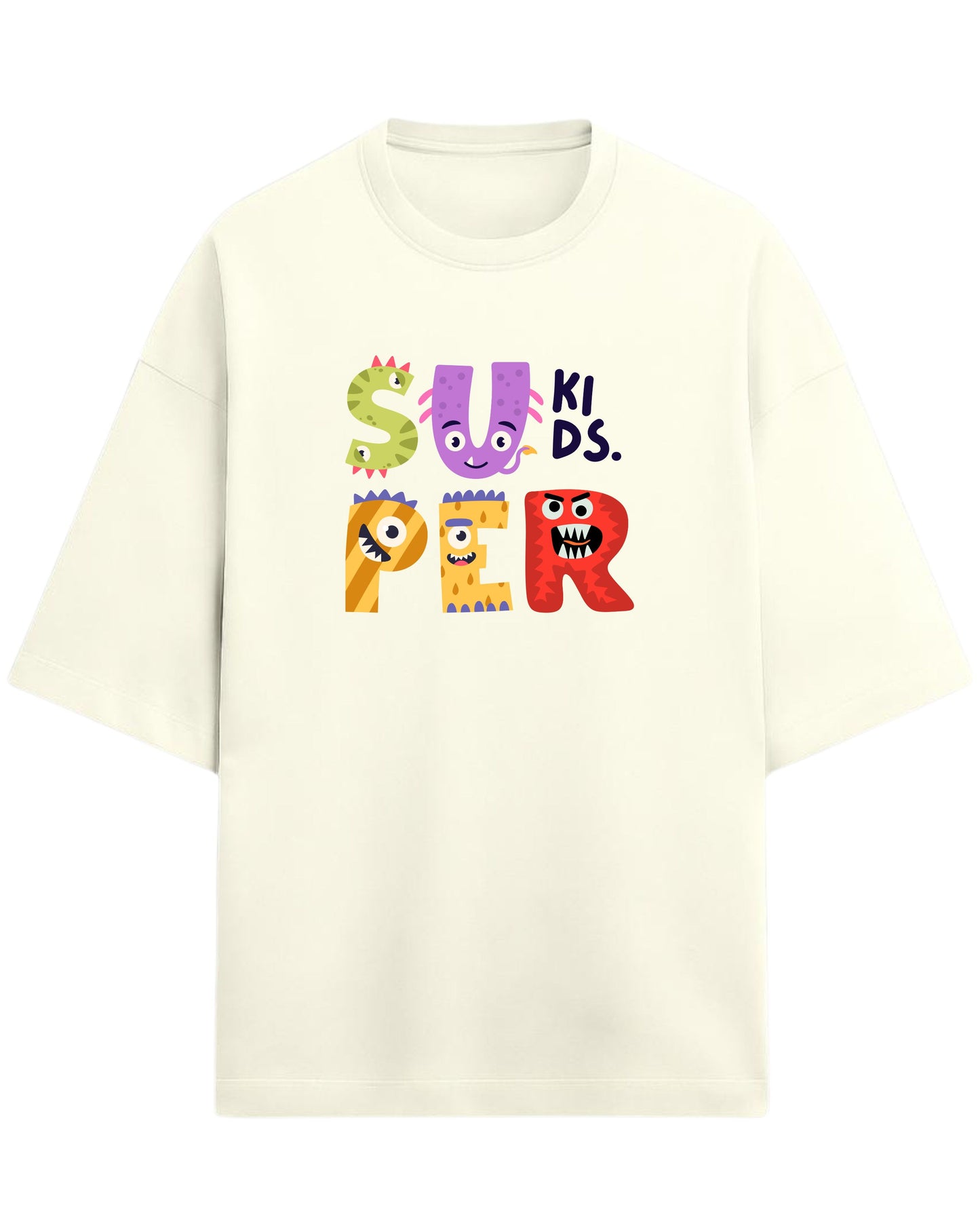 Super Kids Monster Oversized T-Shirt | Cartoon Characters Graphic Tee | Premium 260 GSM Cotton