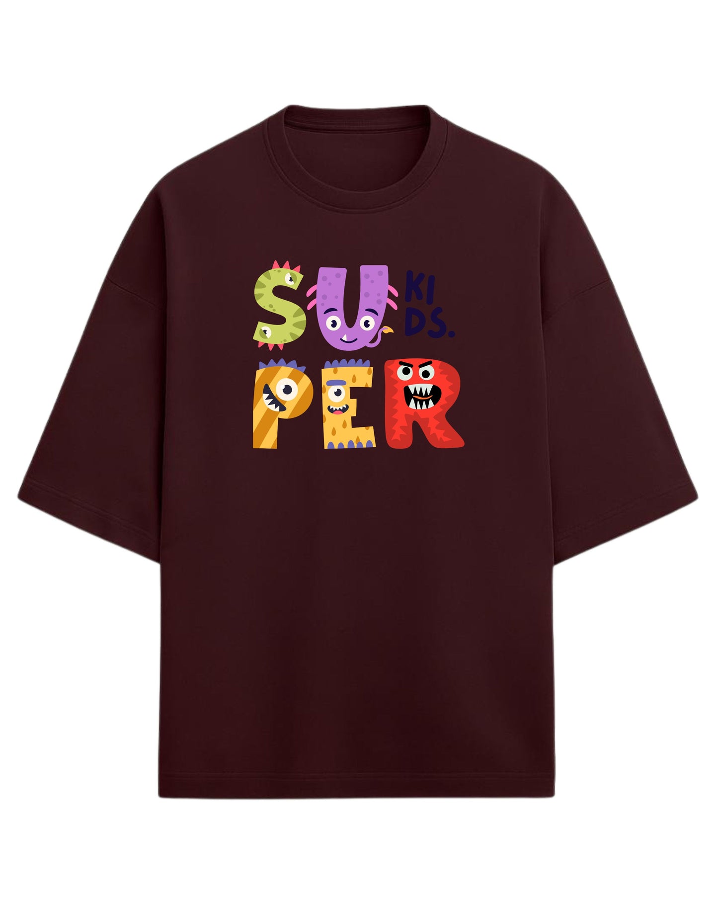 Super Kids Monster Oversized T-Shirt | Cartoon Characters Graphic Tee | Premium 260 GSM Cotton