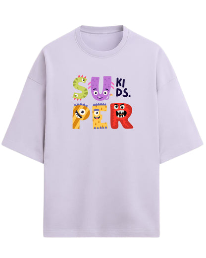 Super Kids Monster Oversized T-Shirt | Cartoon Characters Graphic Tee | Premium 260 GSM Cotton