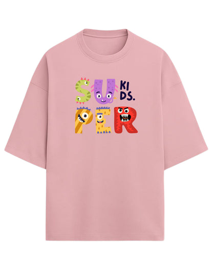 Super Kids Monster Oversized T-Shirt | Cartoon Characters Graphic Tee | Premium 260 GSM Cotton