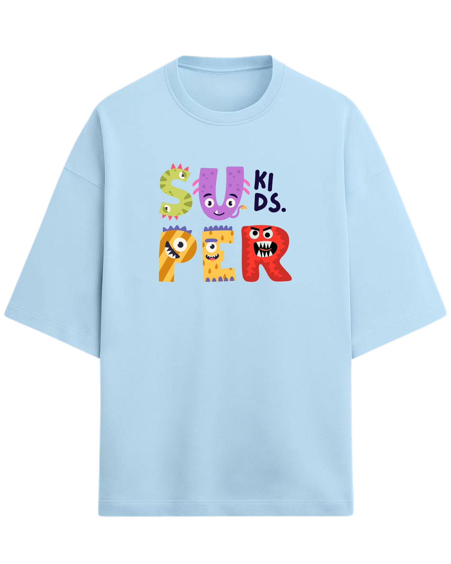 Super Kids Monster Oversized T-Shirt | Cartoon Characters Graphic Tee | Premium 260 GSM Cotton