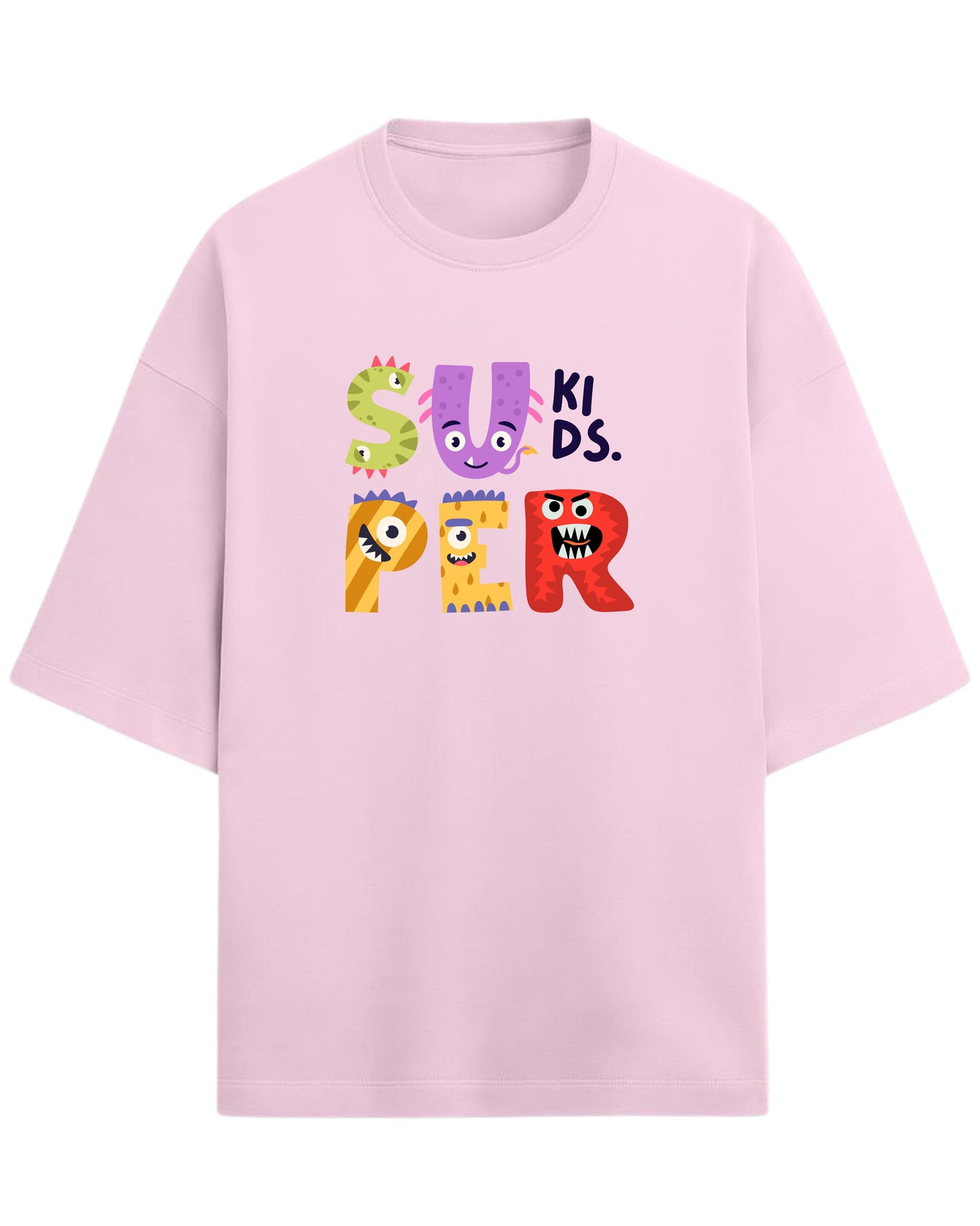 Super Kids Monster Oversized T-Shirt | Cartoon Characters Graphic Tee | Premium 260 GSM Cotton