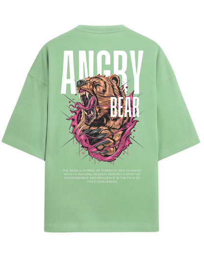 Angry Bear Oversized T-Shirt | Fierce Animal Graphic Tee | Premium 260 GSM Cotton