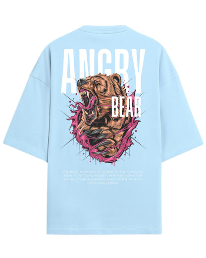 Angry Bear Oversized T-Shirt | Fierce Animal Graphic Tee | Premium 260 GSM Cotton