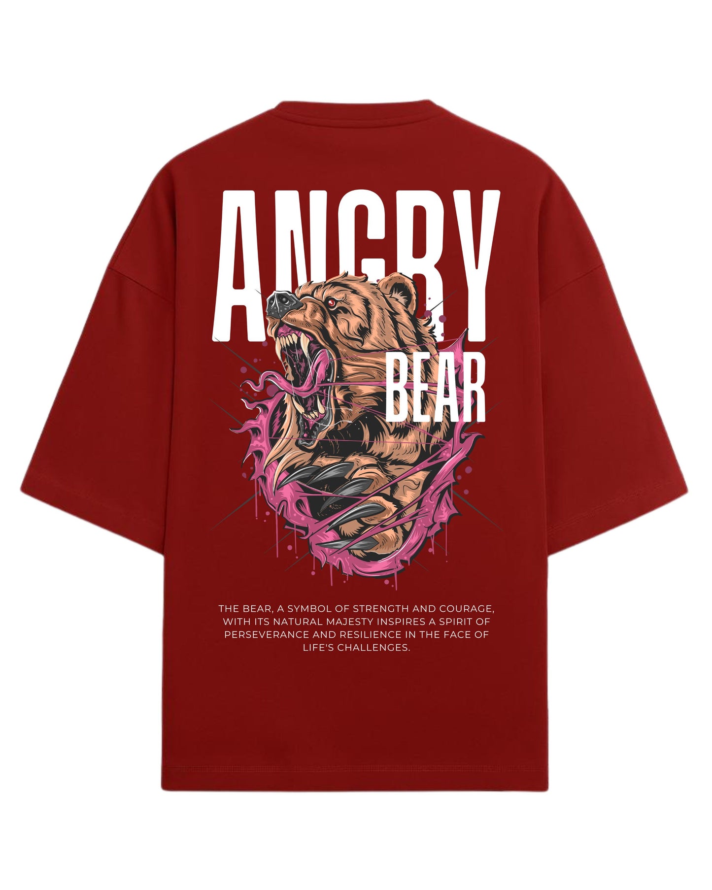 Angry Bear Oversized T-Shirt | Fierce Animal Graphic Tee | Premium 260 GSM Cotton