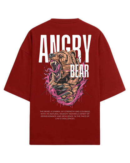 Angry Bear Oversized T-Shirt | Fierce Animal Graphic Tee | Premium 260 GSM Cotton