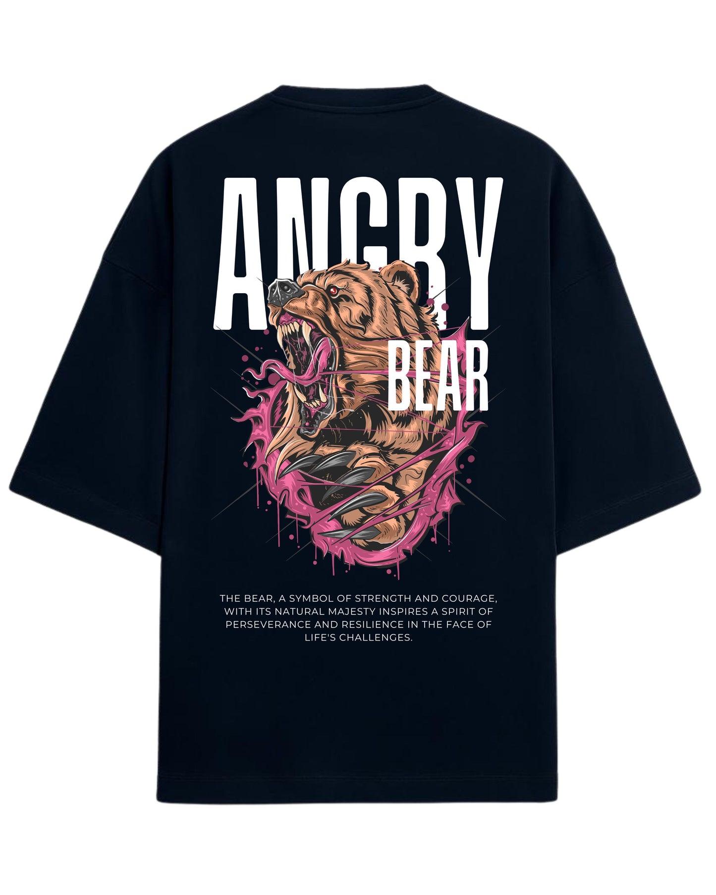 Angry Bear Oversized T-Shirt | Fierce Animal Graphic Tee | Premium 260 GSM Cotton