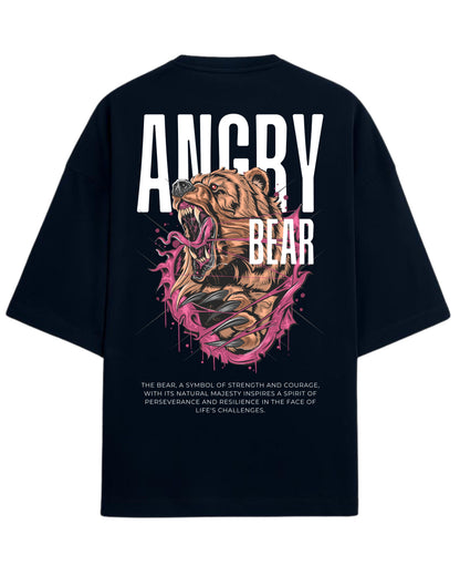 Angry Bear Oversized T-Shirt | Fierce Animal Graphic Tee | Premium 260 GSM Cotton