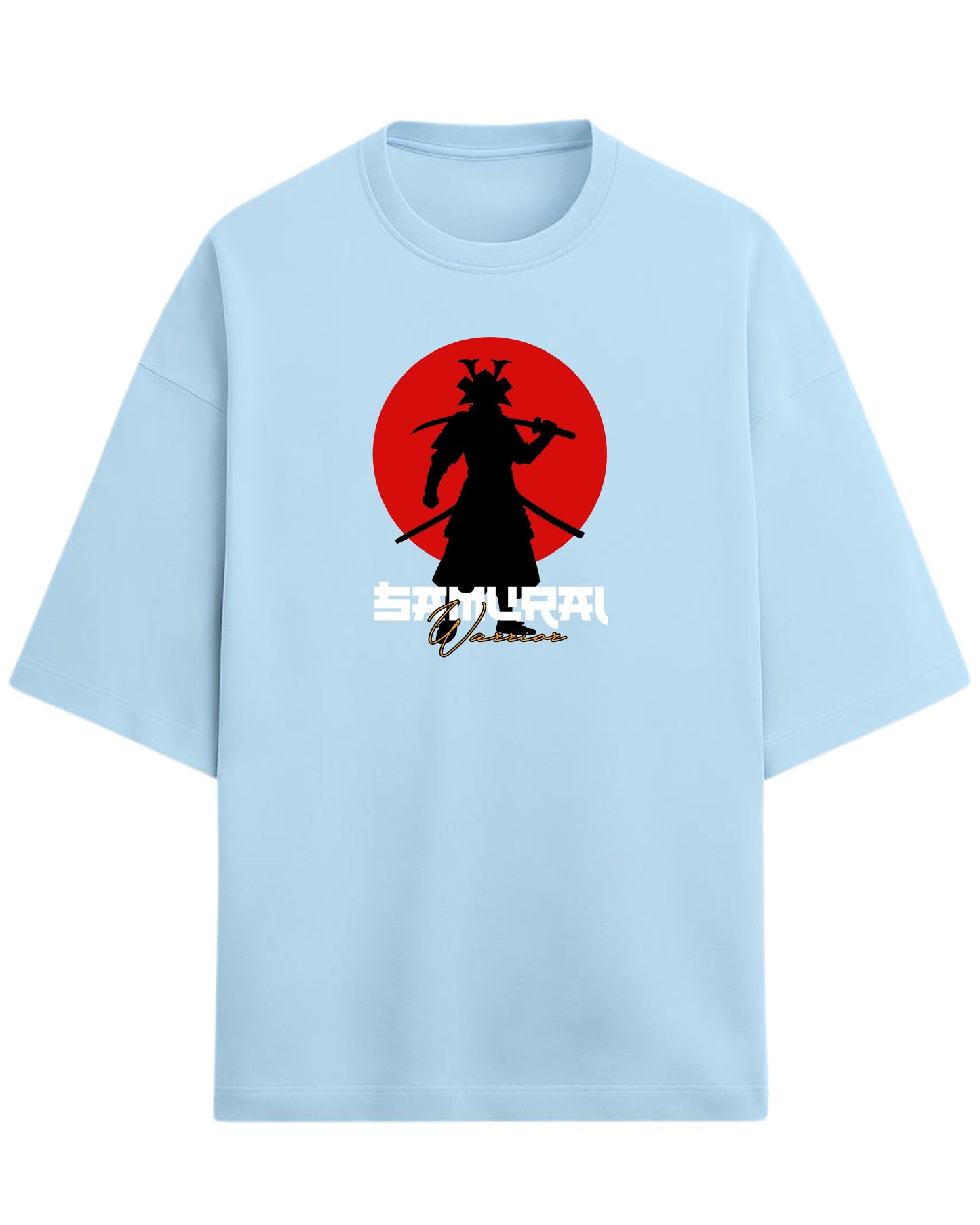 Samurai Warrior Oversized T-Shirt | Japanese Sun Silhouette Graphic Tee | Premium 260 GSM Cotton