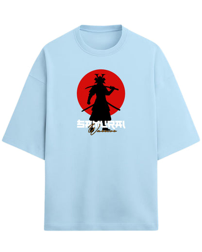 Samurai Warrior Oversized T-Shirt | Japanese Sun Silhouette Graphic Tee | Premium 260 GSM Cotton