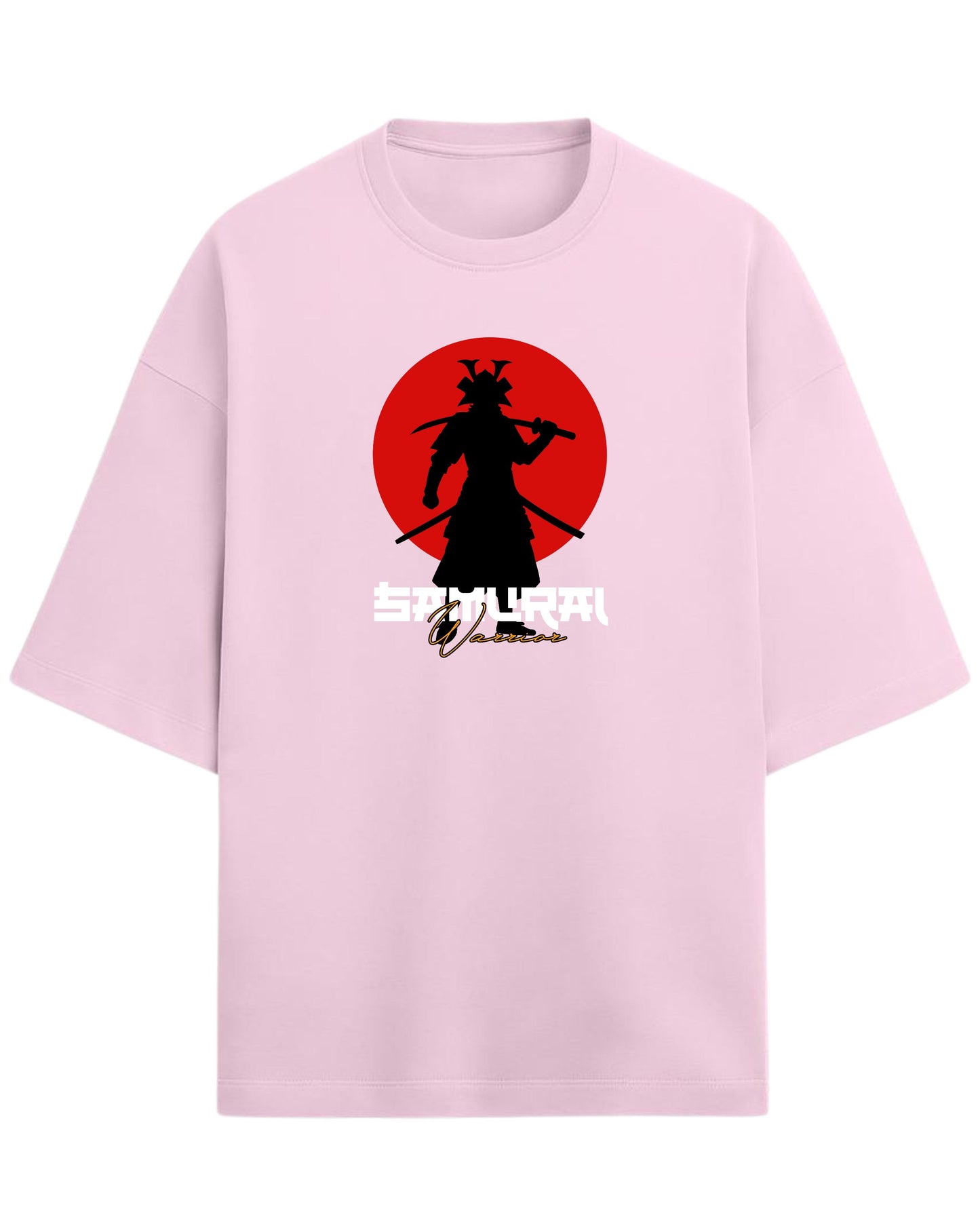 Samurai Warrior Oversized T-Shirt | Japanese Sun Silhouette Graphic Tee | Premium 260 GSM Cotton
