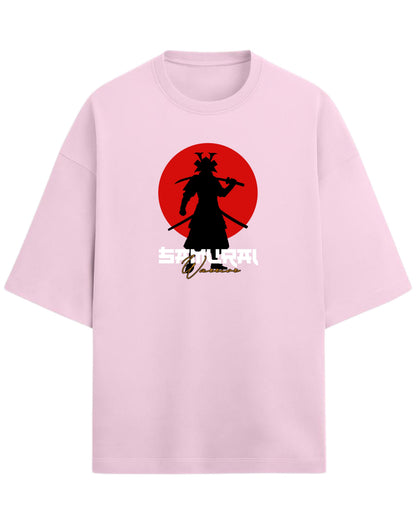 Samurai Warrior Oversized T-Shirt | Japanese Sun Silhouette Graphic Tee | Premium 260 GSM Cotton