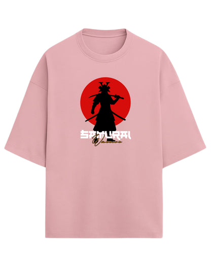 Samurai Warrior Oversized T-Shirt | Japanese Sun Silhouette Graphic Tee | Premium 260 GSM Cotton