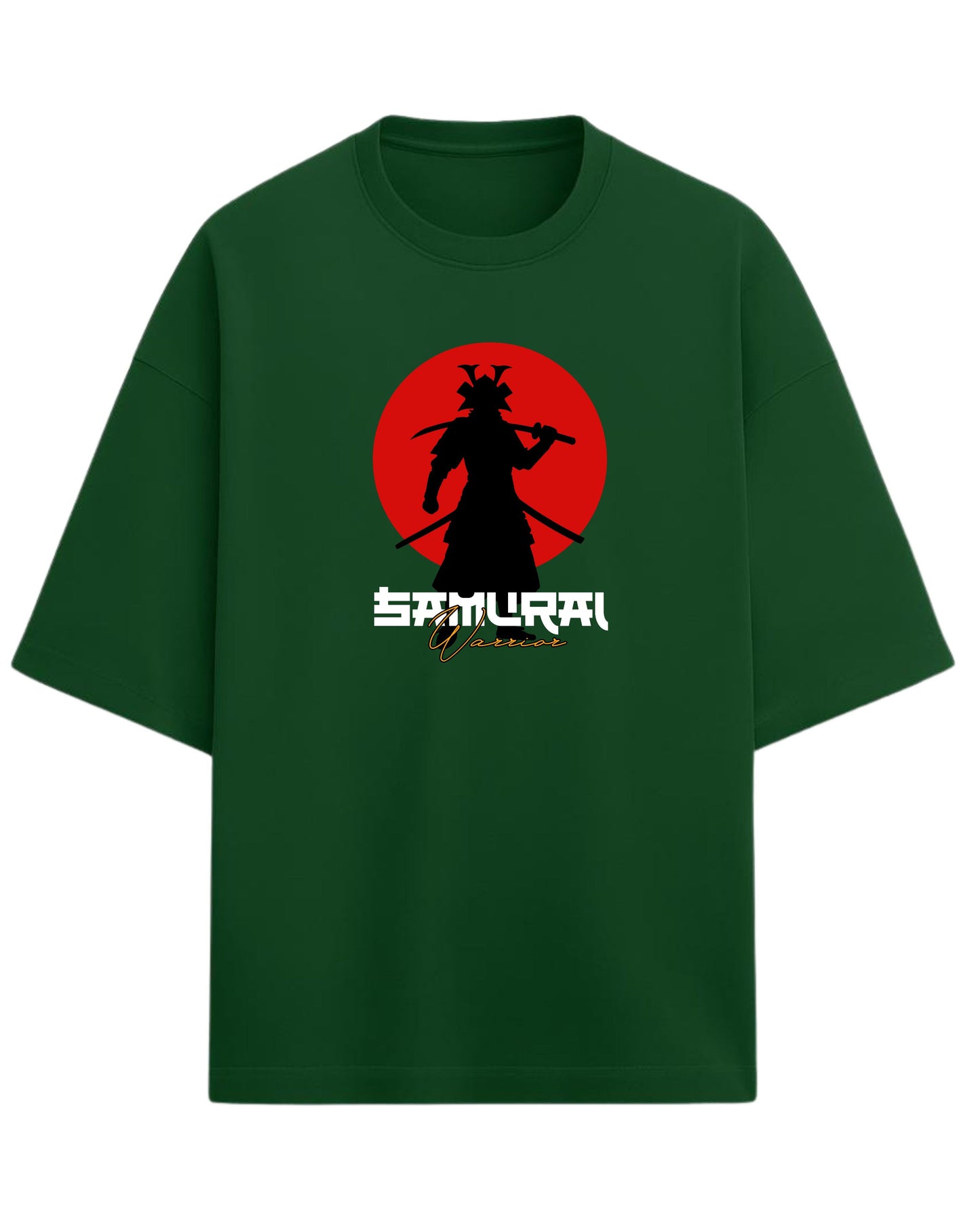 Samurai Warrior Oversized T-Shirt | Japanese Sun Silhouette Graphic Tee | Premium 260 GSM Cotton