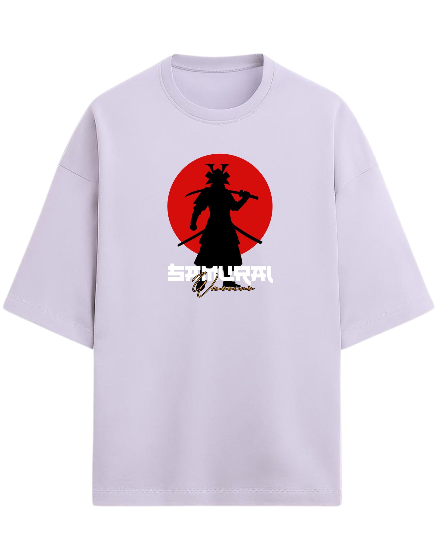 Samurai Warrior Oversized T-Shirt | Japanese Sun Silhouette Graphic Tee | Premium 260 GSM Cotton