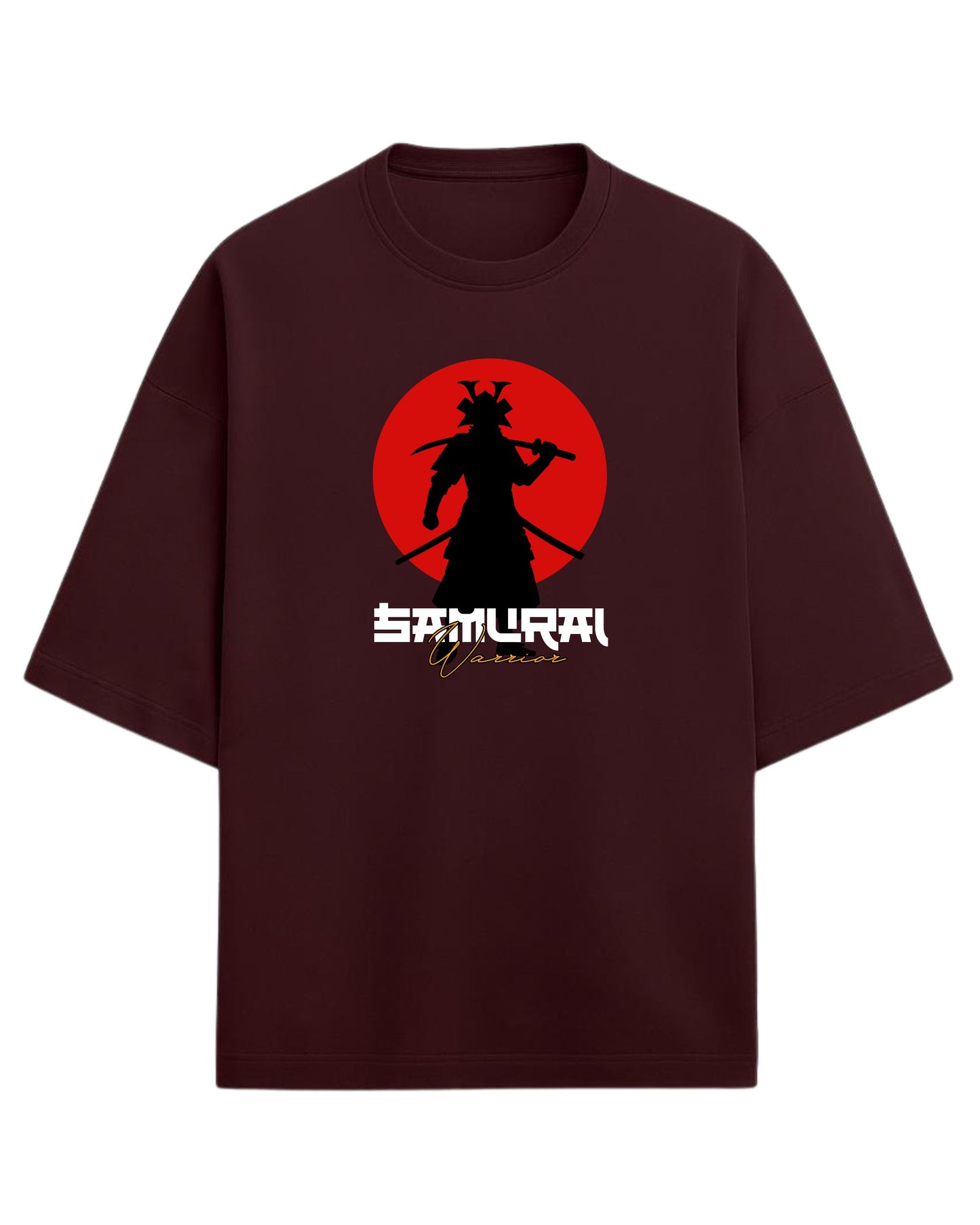 Samurai Warrior Oversized T-Shirt | Japanese Sun Silhouette Graphic Tee | Premium 260 GSM Cotton