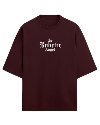 Robotic Angel Oversized T-Shirt | Futuristic Aesthetic Graphic Tee | Premium 260 GSM Cotton