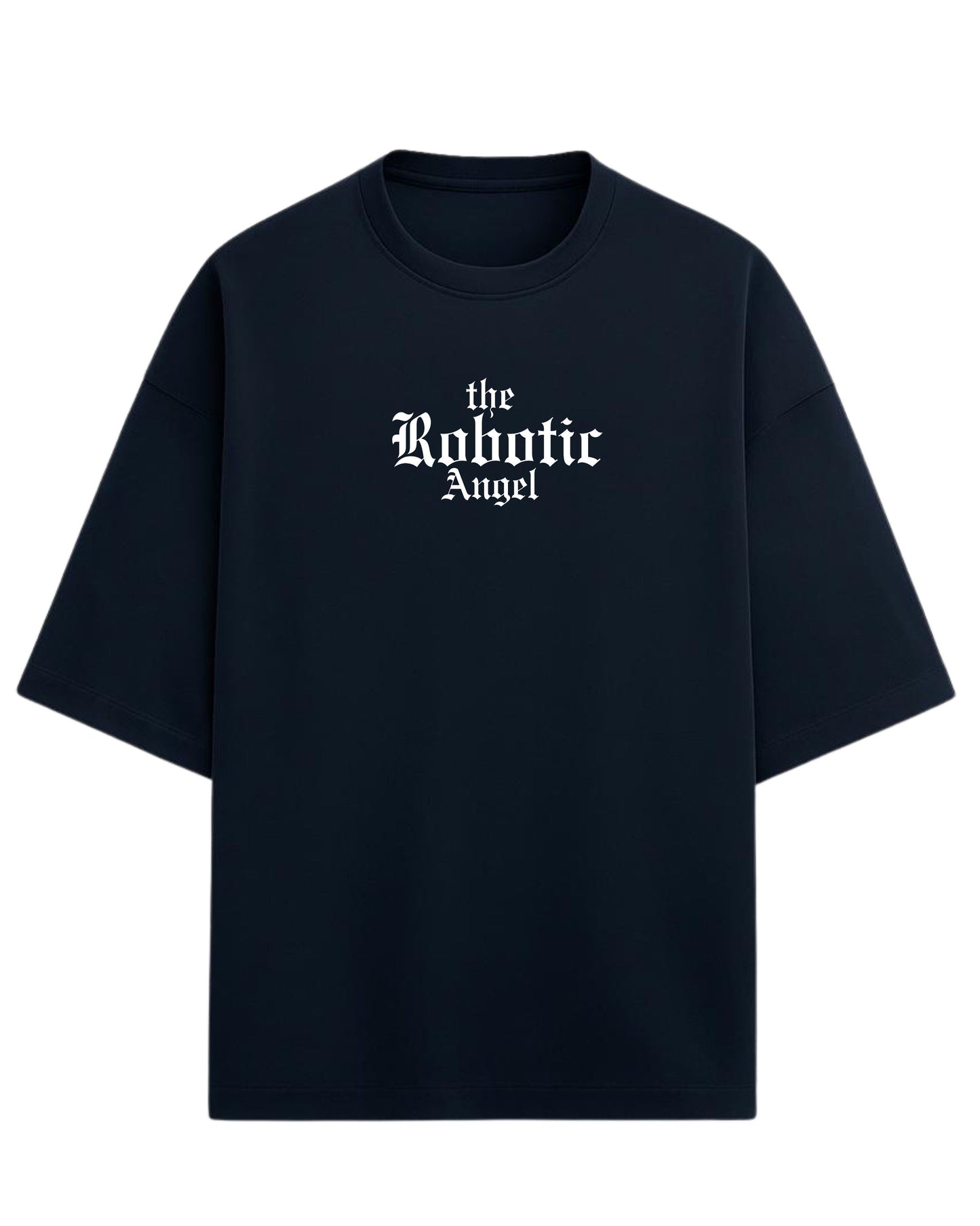 Robotic Angel Oversized T-Shirt | Futuristic Aesthetic Graphic Tee | Premium 260 GSM Cotton