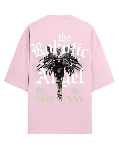 Robotic Angel Oversized T-Shirt | Futuristic Aesthetic Graphic Tee | Premium 260 GSM Cotton