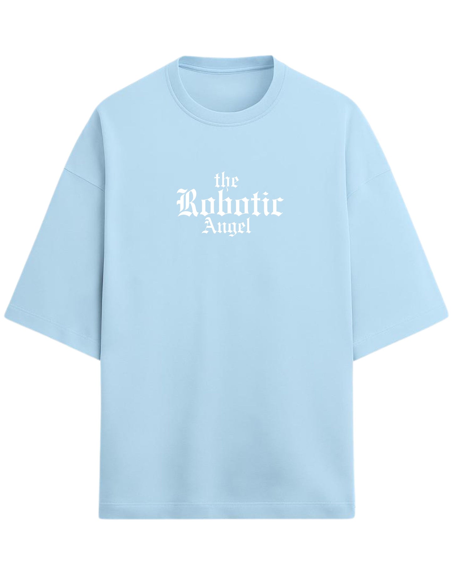 Robotic Angel Oversized T-Shirt | Futuristic Aesthetic Graphic Tee | Premium 260 GSM Cotton