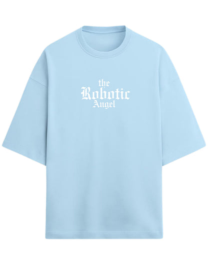 Robotic Angel Oversized T-Shirt | Futuristic Aesthetic Graphic Tee | Premium 260 GSM Cotton